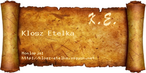 Klosz Etelka névjegykártya